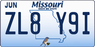 MO license plate ZL8Y9I