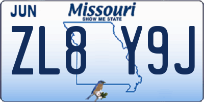 MO license plate ZL8Y9J