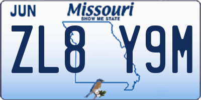 MO license plate ZL8Y9M