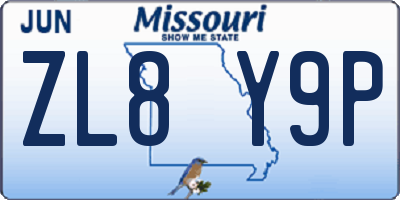 MO license plate ZL8Y9P