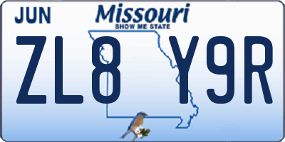 MO license plate ZL8Y9R