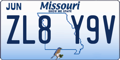 MO license plate ZL8Y9V