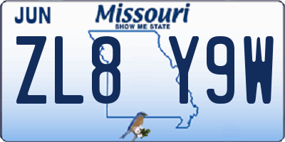 MO license plate ZL8Y9W