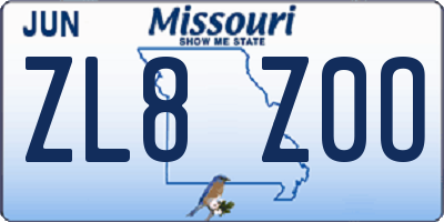 MO license plate ZL8Z0O