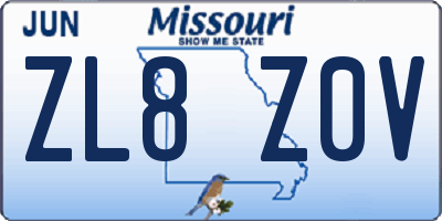 MO license plate ZL8Z0V