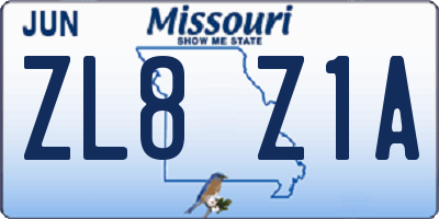 MO license plate ZL8Z1A