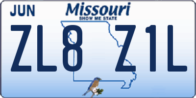 MO license plate ZL8Z1L