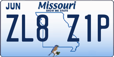 MO license plate ZL8Z1P