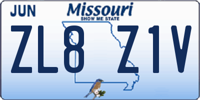 MO license plate ZL8Z1V
