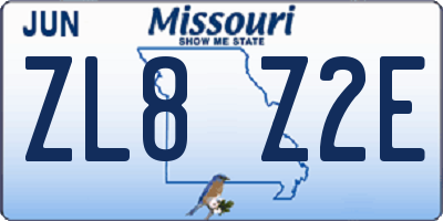 MO license plate ZL8Z2E