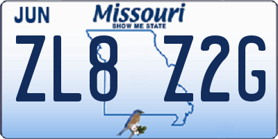 MO license plate ZL8Z2G