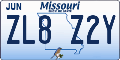 MO license plate ZL8Z2Y