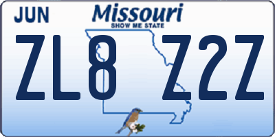 MO license plate ZL8Z2Z