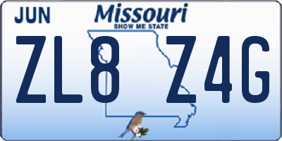 MO license plate ZL8Z4G