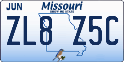 MO license plate ZL8Z5C