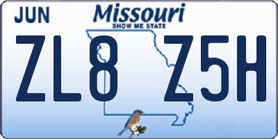 MO license plate ZL8Z5H