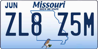 MO license plate ZL8Z5M