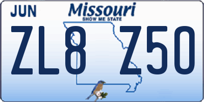 MO license plate ZL8Z5O