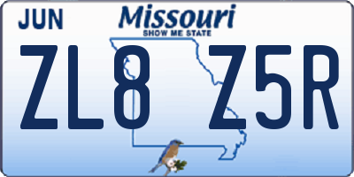 MO license plate ZL8Z5R