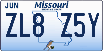 MO license plate ZL8Z5Y