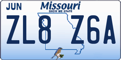MO license plate ZL8Z6A