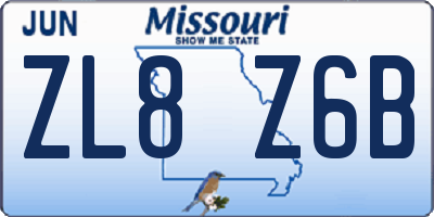 MO license plate ZL8Z6B