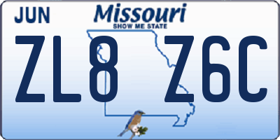 MO license plate ZL8Z6C