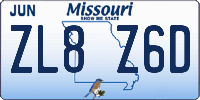 MO license plate ZL8Z6D