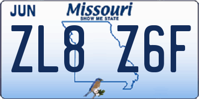 MO license plate ZL8Z6F