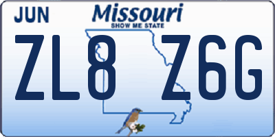 MO license plate ZL8Z6G