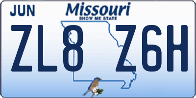 MO license plate ZL8Z6H