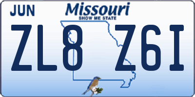 MO license plate ZL8Z6I