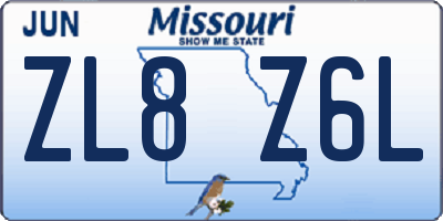 MO license plate ZL8Z6L