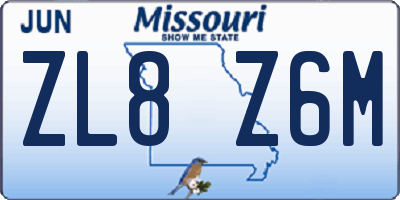 MO license plate ZL8Z6M
