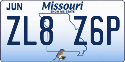 MO license plate ZL8Z6P