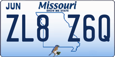 MO license plate ZL8Z6Q