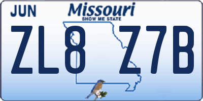 MO license plate ZL8Z7B