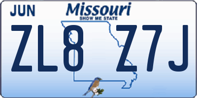MO license plate ZL8Z7J