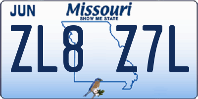 MO license plate ZL8Z7L