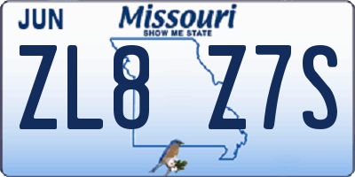 MO license plate ZL8Z7S
