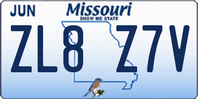 MO license plate ZL8Z7V