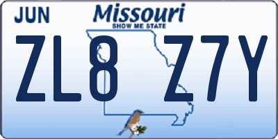 MO license plate ZL8Z7Y