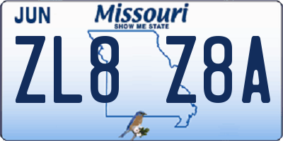 MO license plate ZL8Z8A