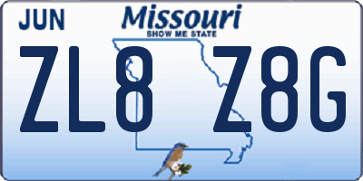 MO license plate ZL8Z8G