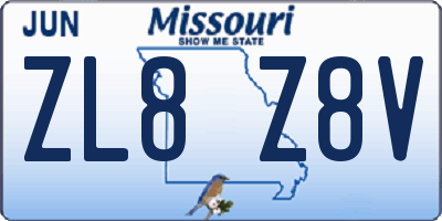 MO license plate ZL8Z8V