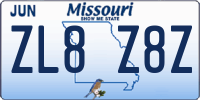MO license plate ZL8Z8Z