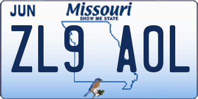 MO license plate ZL9A0L