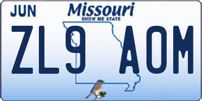 MO license plate ZL9A0M
