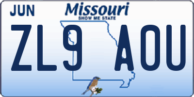 MO license plate ZL9A0U