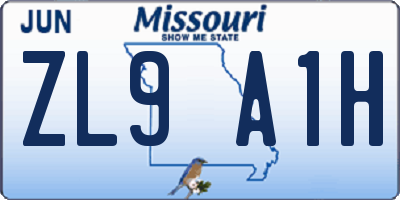 MO license plate ZL9A1H